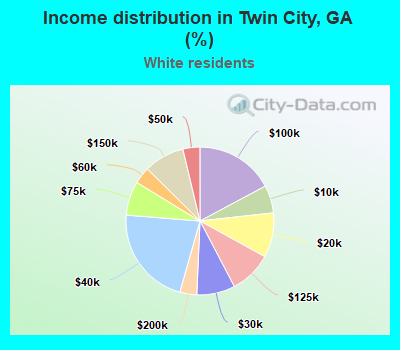 Income distribution in Twin City, GA (%)