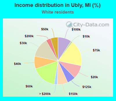 Income distribution in Ubly, MI (%)