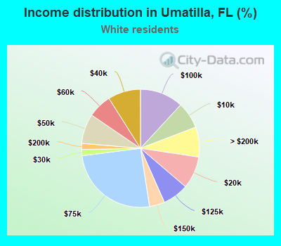 Income distribution in Umatilla, FL (%)