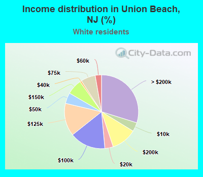 Income distribution in Union Beach, NJ (%)