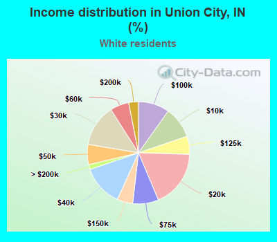 Income distribution in Union City, IN (%)