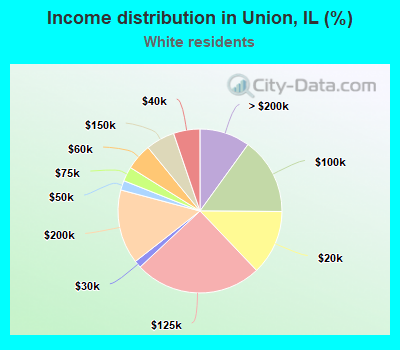 Income distribution in Union, IL (%)