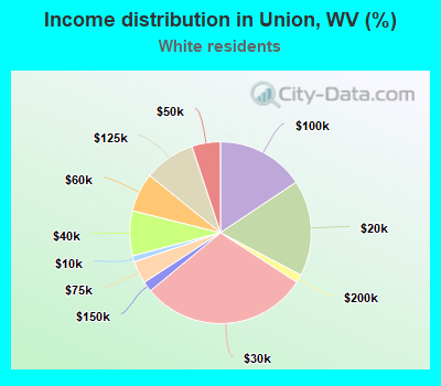 Income distribution in Union, WV (%)