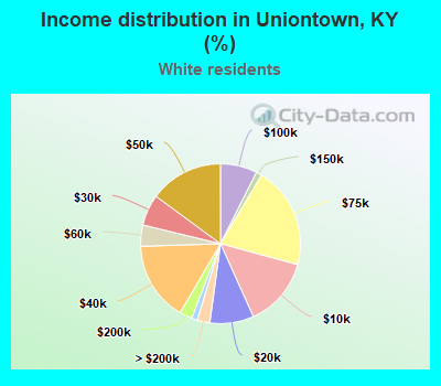Income distribution in Uniontown, KY (%)