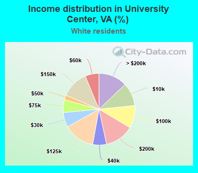 Income distribution in University Center, VA (%)