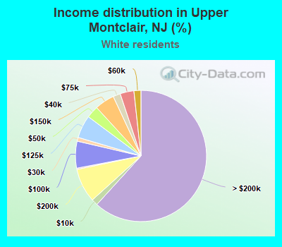 Income distribution in Upper Montclair, NJ (%)