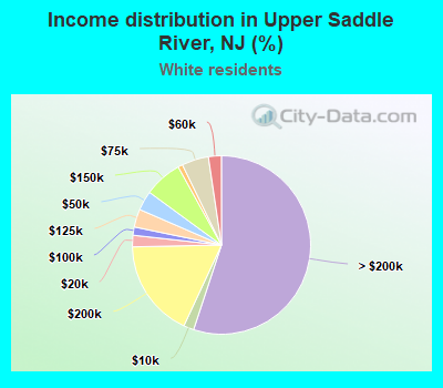 Income distribution in Upper Saddle River, NJ (%)