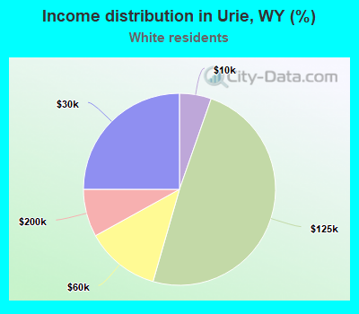 Income distribution in Urie, WY (%)