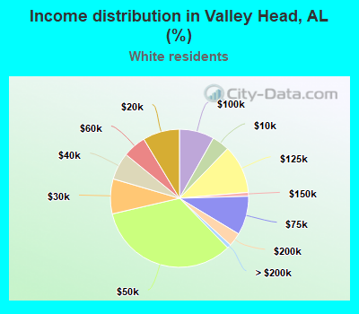 Income distribution in Valley Head, AL (%)