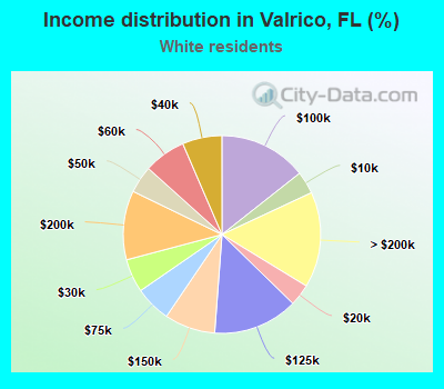 Income distribution in Valrico, FL (%)
