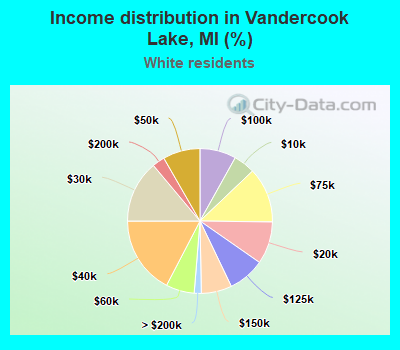 Income distribution in Vandercook Lake, MI (%)