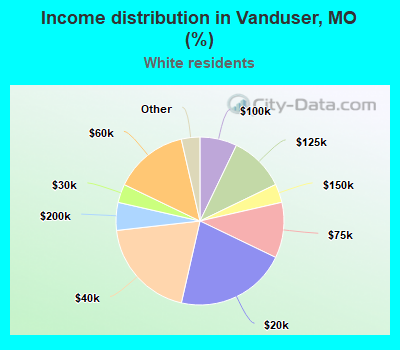 Income distribution in Vanduser, MO (%)
