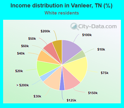 Income distribution in Vanleer, TN (%)