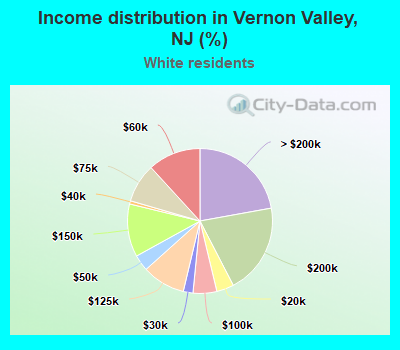Income distribution in Vernon Valley, NJ (%)