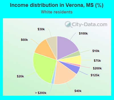 Income distribution in Verona, MS (%)