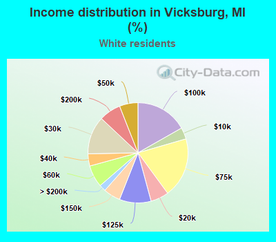 Income distribution in Vicksburg, MI (%)