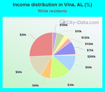 Income distribution in Vina, AL (%)