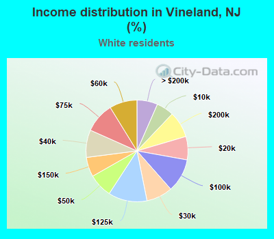 Income distribution in Vineland, NJ (%)