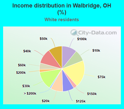 Income distribution in Walbridge, OH (%)
