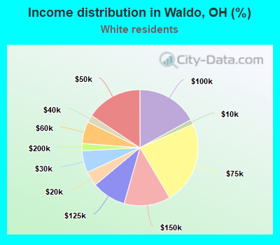 Income distribution in Waldo, OH (%)