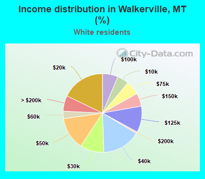 Income distribution in Walkerville, MT (%)