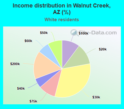Income distribution in Walnut Creek, AZ (%)