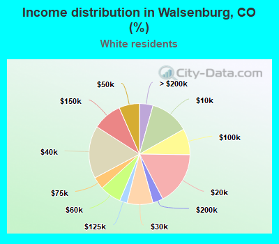 Income distribution in Walsenburg, CO (%)