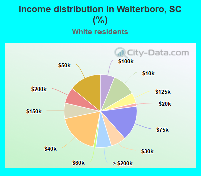 Income distribution in Walterboro, SC (%)