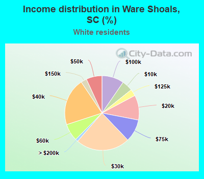 Income distribution in Ware Shoals, SC (%)