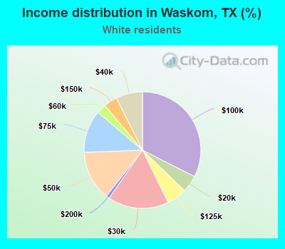 Income distribution in Waskom, TX (%)