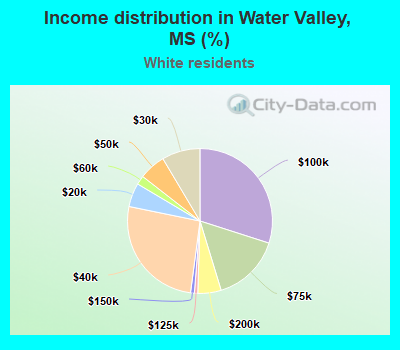 Income distribution in Water Valley, MS (%)