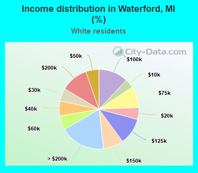 Income distribution in Waterford, MI (%)