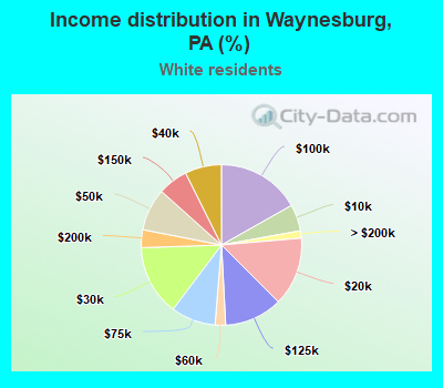 Income distribution in Waynesburg, PA (%)
