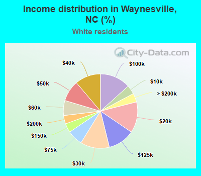 Income distribution in Waynesville, NC (%)