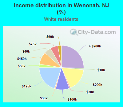 Income distribution in Wenonah, NJ (%)
