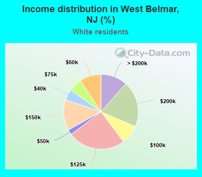 Income distribution in West Belmar, NJ (%)