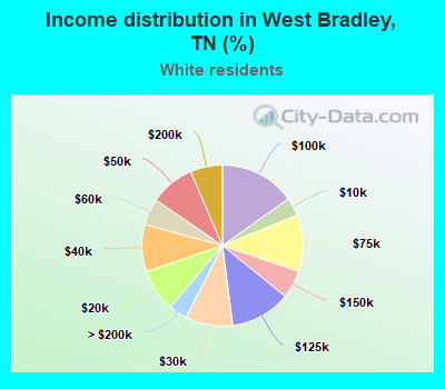 Income distribution in West Bradley, TN (%)