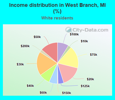 Income distribution in West Branch, MI (%)