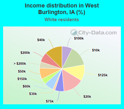 Income distribution in West Burlington, IA (%)