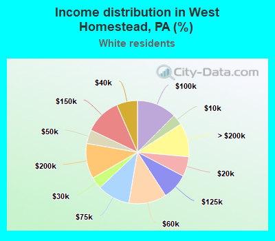 Income distribution in West Homestead, PA (%)