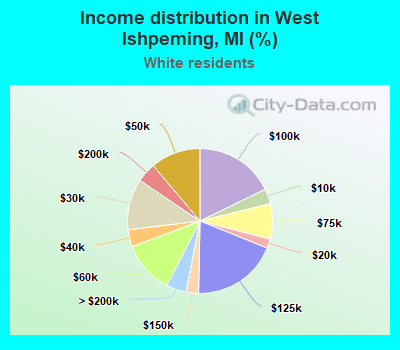 Income distribution in West Ishpeming, MI (%)