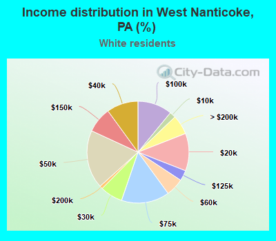 Income distribution in West Nanticoke, PA (%)