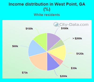 Income distribution in West Point, GA (%)