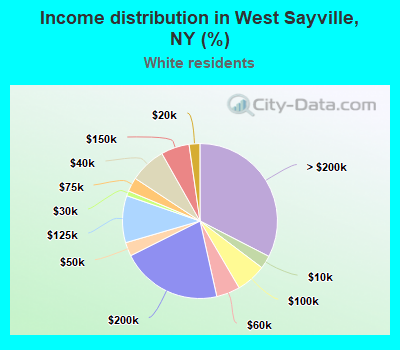 Income distribution in West Sayville, NY (%)