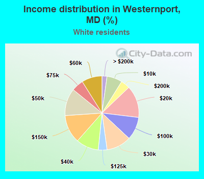 Income distribution in Westernport, MD (%)