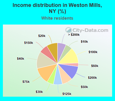 Income distribution in Weston Mills, NY (%)