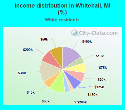 Income distribution in Whitehall, MI (%)