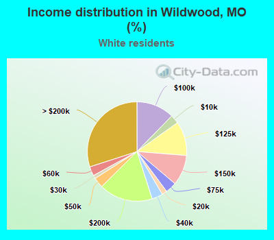 Income distribution in Wildwood, MO (%)