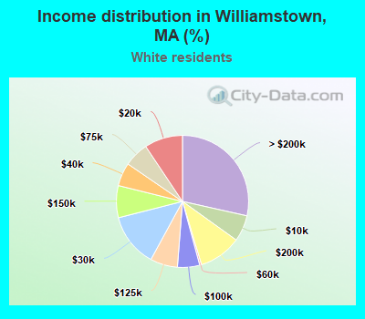 Income distribution in Williamstown, MA (%)