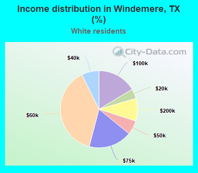 Income distribution in Windemere, TX (%)
